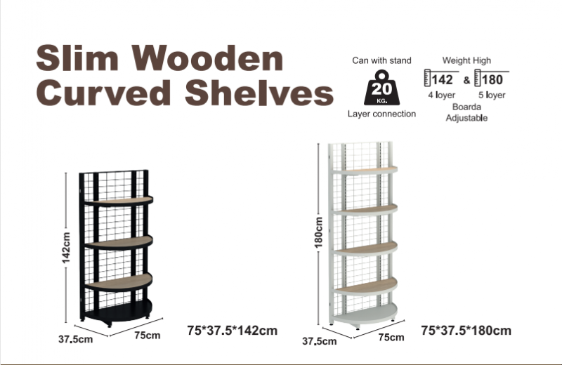 Slim madeira curvada prateleiras